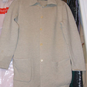 Anne Klien II oatmeal cardigan size L, 100% wool